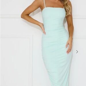Hello Molly Softer Side Midi Dress - Elegant Mint Green Draped Dress